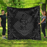 Hawaii Anchor Hibiscus Flower Vintage Premium Quilts - AH - Grey Black - Polynesian Pride
