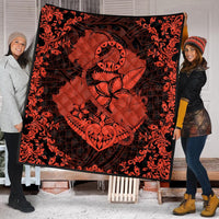 Hawaii Anchor Hibiscus Flower Vintage Premium Quilts - AH - Orange - Polynesian Pride