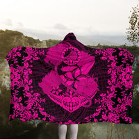Hawaii Anchor Hibiscus Flower Vintage Hooded Blanket - AH - Pink - Polynesian Pride