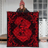 Hawaii Anchor Hibiscus Flower Vintage Premium Quilts - AH - Red - Polynesian Pride