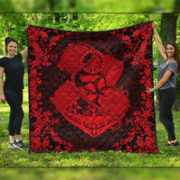 Hawaii Anchor Hibiscus Flower Vintage Premium Quilts - AH - Red Black - Polynesian Pride