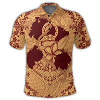Hawaii Anchor Hibiscus Flower Vintage Polo Shirt Red Orange - Polynesian Pride