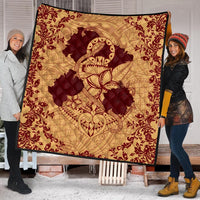 Hawaii Anchor Hibiscus Flower Vintage Premium Quilts - AH - Red Orange - Polynesian Pride