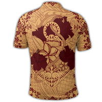 Hawaii Anchor Hibiscus Flower Vintage Polo Shirt Red Orange - Polynesian Pride