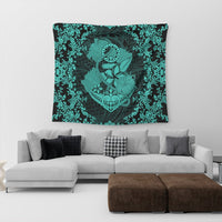 Hawaii Anchor Hibiscus Flower Vintage Tapestry - AH - Turquoise - Polynesian Pride