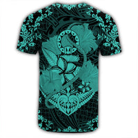 Hawaii Anchor Hibiscus Flower Vintage T Shirt Turquoise - Polynesian Pride