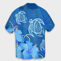 Hawaii Blue Hibiscus Turtle Polynesian Hawaiian Shirt - AH - Polynesian Pride