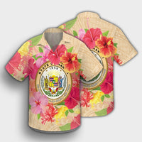 Hawaii Coat Of Arm Hibiscus Hawaiian Shirt - AH - Polynesian Pride