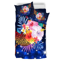 Hawaii Couple Manta Ray Plumeria Hibiscus Tropical Polynesian Bedding Set - Bling Style - AH - Polynesian Pride