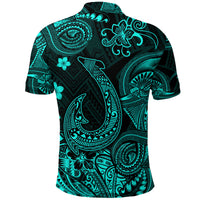 Hawaii Fish Hook Polynesian Polo Shirt Unique Style Turquoise LT8 - Polynesian Pride