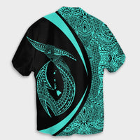 Hawaii Fish Hook Polynesian Hawaiian Shirt - Circle Style Turquoise - AH - Polynesian Pride