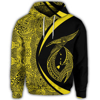 Hawaiian Fish Hook Polynesian Hoodie Circle Style Yellow - Polynesian Pride