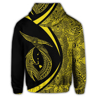 Hawaiian Fish Hook Polynesian Hoodie Circle Style Yellow - Polynesian Pride