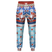 Hawaii Flag Santa Claus Pattern Christmas Jogger Pants - Noel Style - AH Unisex Blue - Polynesian Pride