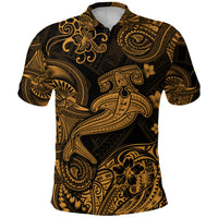 Hawaii Hammer Shark Polynesian Polo Shirt Unique Style Gold LT8 - Polynesian Pride