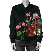 Hawaii Hibiscus Flamingo Bomber Jacket - AH - Polynesian Pride