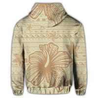 Hawaii Hibiscus Plumeria Kanaka Polynesian Vintage Zip Hoodie - Polynesian Pride