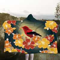 Hawaii Honeycreeper Hibiscus Hooded Blanket - AH - Polynesian Pride