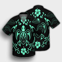 Hawaii Honu Turtle Dolphin With Plumeria Hawaiian Shirt - AH - Polynesian Pride
