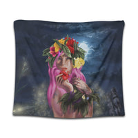 Hawaii Kanaka Colorful Hula Girl Tapestry - Dinh Style Wall Tapestry Black - Polynesian Pride
