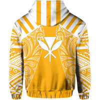 Hawaii Kanaka Football Jersey Polynesian Hoodie Zip Yellow & White Victor Style - Polynesian Pride