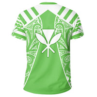 Hawaii Kanaka Football Jersey Polynesian T Shirt Green & White Victor Style - Polynesian Pride