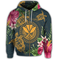 Hawaii Kanaka Turtle Hibiscus Plumerian Polynesia Zip Hoodie Alena Style - Polynesian Pride