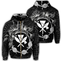 Hawaii Kanaka Turtle Hibiscus Polynesian Zip Hoodie Anthea Style Unisex Art - Polynesian Pride