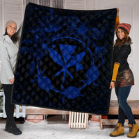 Hawaii Kanaka Turtle Hibiscus Polynesian Premium Quilts - Anthea Style Blue - AH - Polynesian Pride