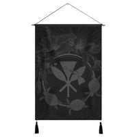 Hawaii Kanaka Turtle Hibiscus Polynesian Hanging Poster - Anthea Style Gray - AH Hanging Poster Cotton And Linen - Polynesian Pride