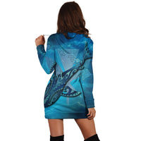 Hawaii Map Kanaka Galaxy Shark Hoodie Dress - AH - Polynesian Pride