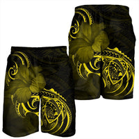 Hawaii Map Turtle Hibiscus Divise Polynesian Men's Shorts Yellow - AH - Polynesian Pride
