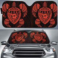 Hawaii Map Turtle Ohana Hibiscus Kakau Polynesian Car Sun Shade Auto Sun Shade Universal Fit Orange - Polynesian Pride