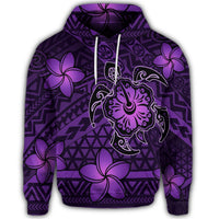 Hawaiian Mix Polynesian Turtle Plumeria Hoodie Nick Style Purple - Polynesian Pride