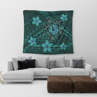 Hawaii Mix Polynesian Turtle Plumeria Tapestry - AH - Nick Style - Turquoise - Polynesian Pride