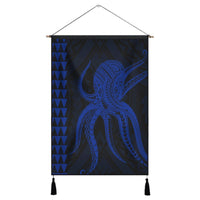 Hawaii Octopus KaKau Polynesian Hanging Poster - Blue - AH Hanging Poster Cotton And Linen - Polynesian Pride