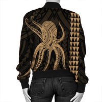 Hawaii Octopus KaKau Polynesian Bomber Jacket - Gold - AH - Polynesian Pride