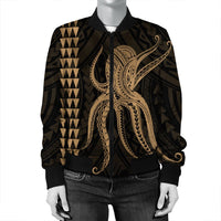 Hawaii Octopus KaKau Polynesian Bomber Jacket - Gold - AH - Polynesian Pride
