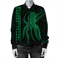 Hawaii Octopus KaKau Polynesian Bomber Jacket - Green - AH - Polynesian Pride