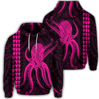 Hawaiian Octopus KaKau Polynesian Hoodie Pink Unisex Art - Polynesian Pride