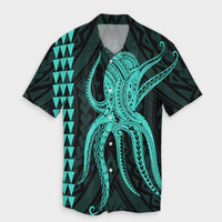 Hawaii Octopus KaKau Polynesian Hawaiian Shirt - Turquoise - AH Unisex Black - Polynesian Pride