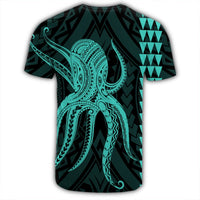 Hawaii Octopus KaKau Polynesian T Shirt Turquoise - Polynesian Pride