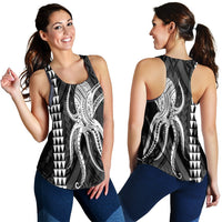 Hawaii Octopus KaKau Polynesian Racerback Tank - White - AH Black - Polynesian Pride