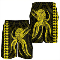 Hawaii Octopus KaKau Polynesian Men's Shorts - Yellow - AH - Polynesian Pride