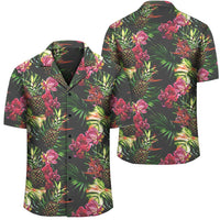 Hawaii Palm Leaves Pineapples Jungle Leaf Hawaiian Shirt Unisex Black - Polynesian Pride