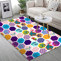 Hawaii Parrot Toucans Hummingbird Flamingo tropical Leaves Area Rug - AH - Polynesian Pride