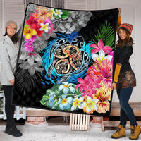 Hawaii Plumeria Hibiscus Wave Turtle Premium Quilts - AH - Polynesian Pride