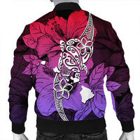 Hawaii Polynesian Hibiscus Sweat Bomber Jacket - AH - Polynesian Pride