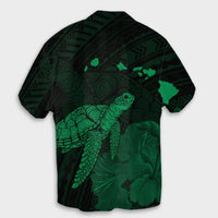 Hawaii Polynesian Hibiscus Turtle Map Hawaiian Shirt Green - AH - Polynesian Pride