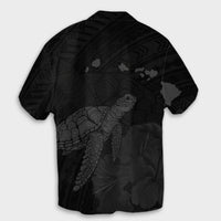 Hawaii Polynesian Hibiscus Turtle Map Hawaiian Shirt Grey - AH - Polynesian Pride